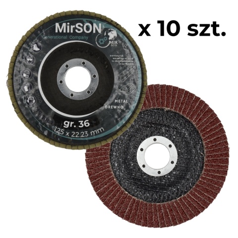 Tarcza lamelkowa ściernica listkowa do metalu i drewna 125 mm P36 Mirson 10 sztuk