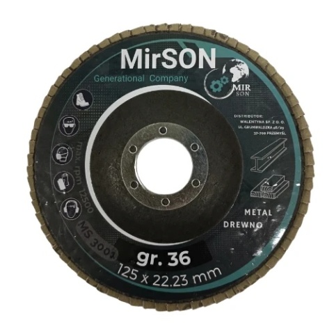 Tarcza lamelkowa ściernica listkowa do metalu i drewna 125 mm P36 Mirson 10 sztuk