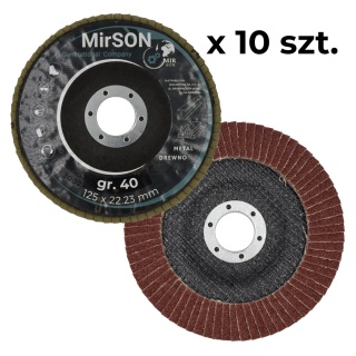 Tarcza lamelkowa ściernica listkowa do metalu i drewna 125 mm P40 Mirson 10 sztuk