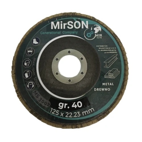 Tarcza lamelkowa ściernica listkowa do metalu i drewna 125 mm P40 Mirson 10 sztuk