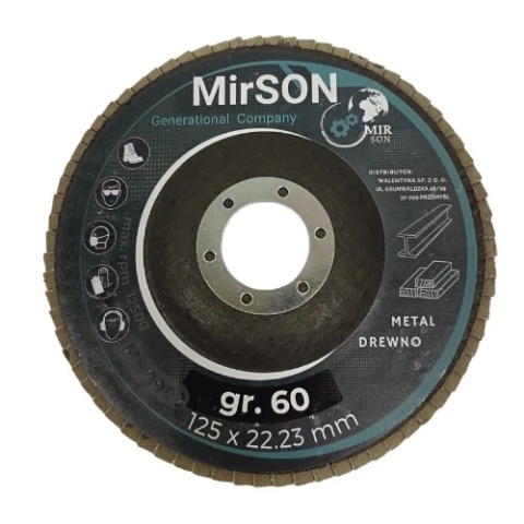 Tarcza lamelkowa ściernica listkowa do metalu i drewna 125 mm P60 Mirson 10 sztuk