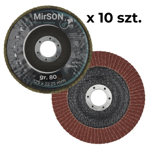 Tarcza ścierna lamelkowa listkowa 125 mm P80 Mirson 10 sztuk