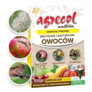 Miedzian 50 WP 100g Fungicyd Środek Grzybobójczy Do Zwalczania Chorób Grzybowych w Uprawach Roślin Agrecol