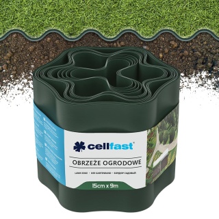 Obrzeże Trawnikowe Faliste 15cm x 9m Ciemnozielone Cellfast
