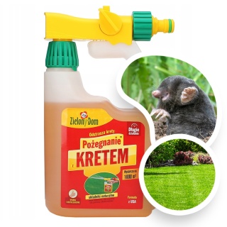 Płyn Odstraszający Krety Rozpylacz 950ml Pożegnanie z Kretem Zielony Dom