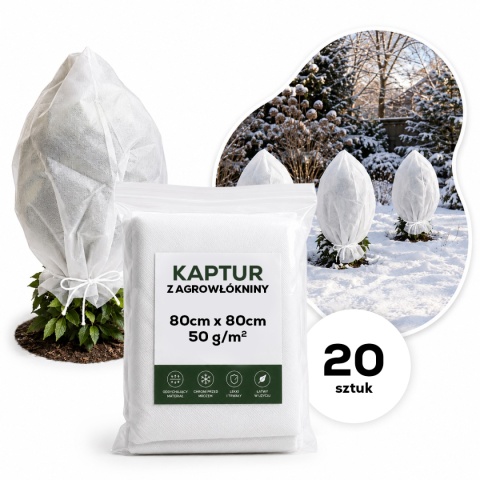 Kaptur Zimowy z Agrowłókniny 50g/m2 UV 80cm x 80cm GF Agro 20 szt.