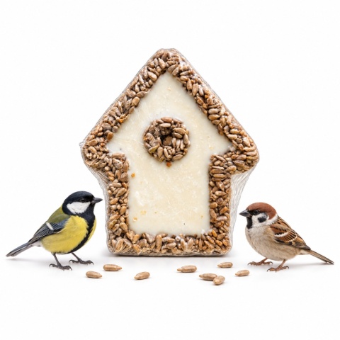 Karma Dla Ptaków Zawieszka Domek Słonecznik i Tłuszcz 255g Happy Birds