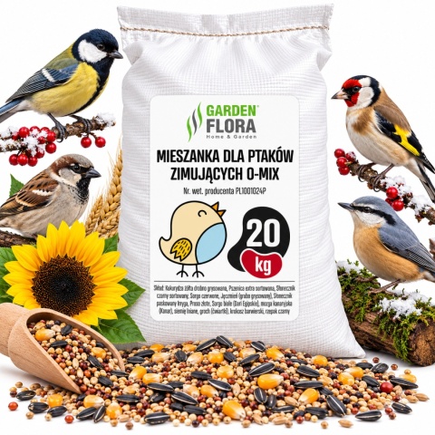 Karma dla Dzikich Ptaków Zimujących – Mieszanka Ziaren O-Mix Eco 20kg GF