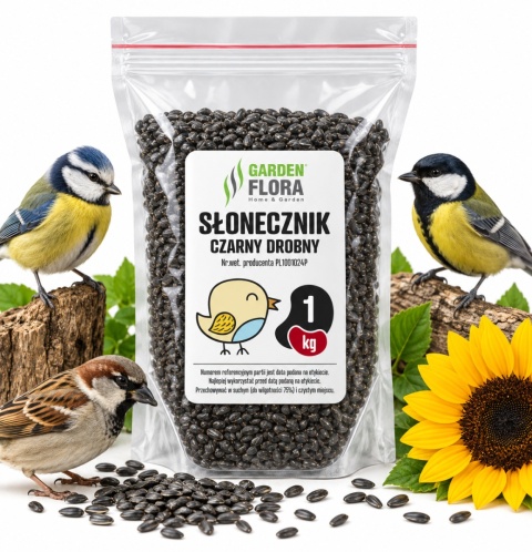 Karma Dla Ptaków Ziarna Słonecznik Czarny 1kg Cent