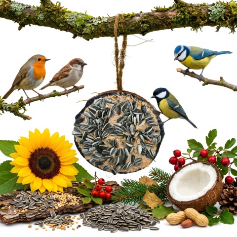 Kokos Nadziewany ze Słonecznikiem Dla Ptaków Połówka Happy Birds