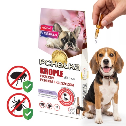 Krople na Pchły i Kleszcze dla Psa 5–15 kg 1,5 ml Pchełka LAB