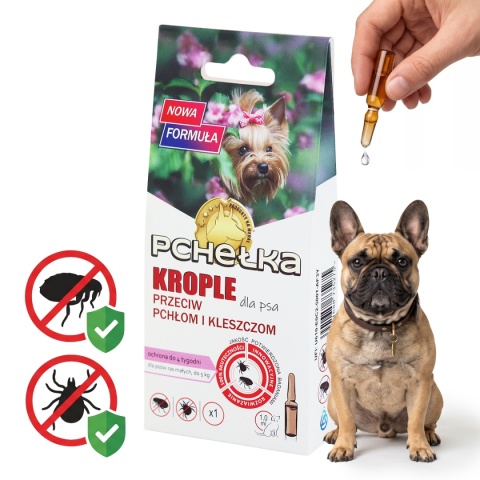 Krople na Pchły i Kleszcze dla Psa do 5 kg 1 ml Pchełka LAB