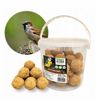Kule Tłuszczowe Dla Ptaków 90g x 30szt Wiaderko Happy Birds