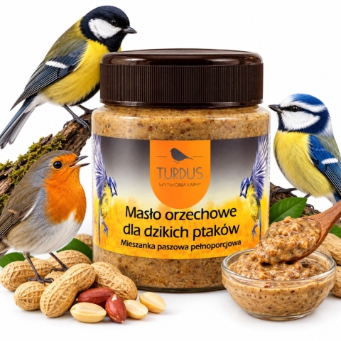 Masło Orzechowe dla Dzikich Ptaków w Słoiku 340 g Turdus