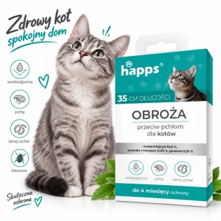 Obroża Na Pchły i Kleszcze Dla Kotów 35cm Happs Bros