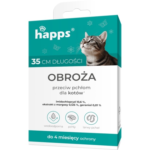 Obroża Na Pchły i Kleszcze Dla Kotów 35cm Happs Bros
