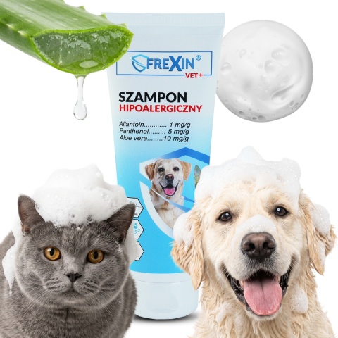 Szampon Hipoalergiczny dla Psa i Kota z Aloesem do Wrażliwej Skóry 220 g Frexin VET+