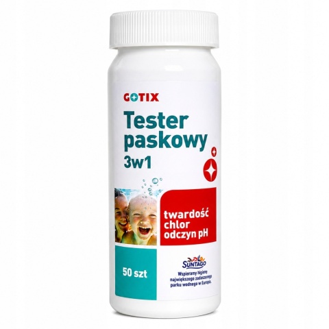 Tester Kolorometryczny Paskowy Do Pomiaru Twardości, Poziomu Ph i Chloru Wody Basenowej 50 Pasków Gotix