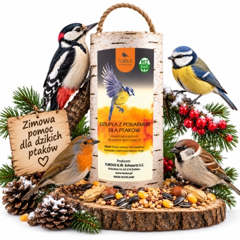 Dziupla z Karmą dla Dzikich Ptaków do Zawieszenia 900 g Turdus