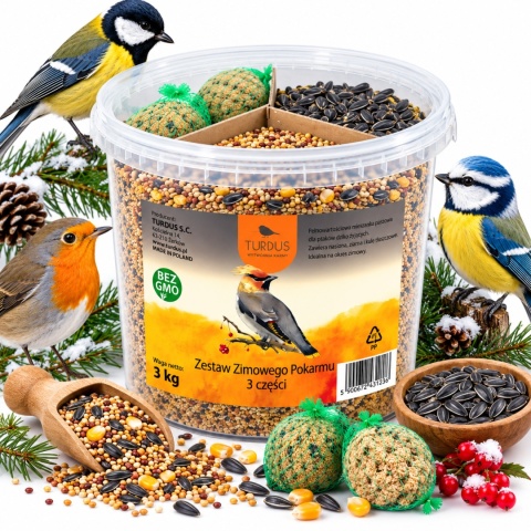 Zestaw Karmy dla Dzikich Ptaków na Zimę 3 Części 3 kg Turdus